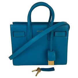 Borsa a tracolla in pelle blu Sac De Jour di Saint Laurent