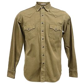 Camicia con bottoni Saint Laurent con tasche in cotone oliva
