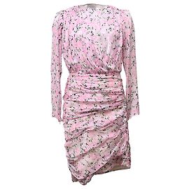 Vestido mini de seda rosa con estampado floral fruncido de Giambattista Valli