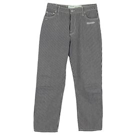 Off White Off-White Cropped Streifen Hochbund Jeans in hellblauem Baumwollstoff