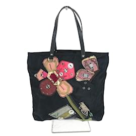 Borsa a spalla ricamata con fiori Prada