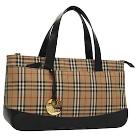 Autre Marque Borsa a mano in tela beige con motivo Nova Check di Burberrys Auth sw208