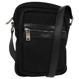 Borsa a spalla in tela nera Auth BA873 di SAINT LAURENT