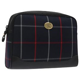 Autre Marque Borsa clutch in tela Nova Check di Burberrys, blu navy, autentica, EC973