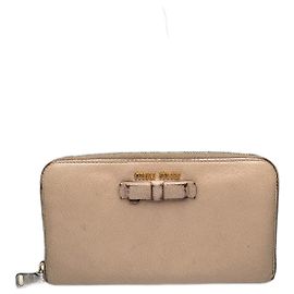 Cartera de cuero vintage Miu Miu rosa/beige
