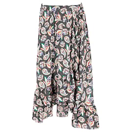 Falda midi con volantes estampada paisley Maje en poliéster multicolor