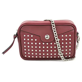 Borsa a spalla in pelle rosso scuro Longchamp