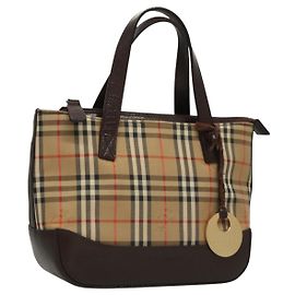 Borsa a mano in tela beige con motivo Nova Check di BURBERRY Auth sw226