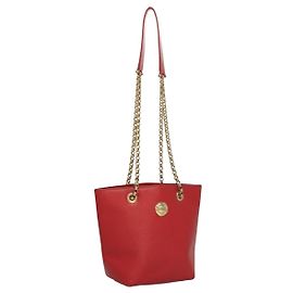 Chloé Chloe Chain Schultertasche aus rotem und goldenem Leder Auth EC882