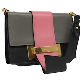 PRADA Borsa a Spalla con Catena in Pelle Grigia Oro Auth bs23951 - Prada