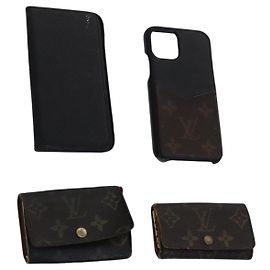 LOUIS VUITTON Monogram Epi Key Case 4Set Noir LV Auth BA641