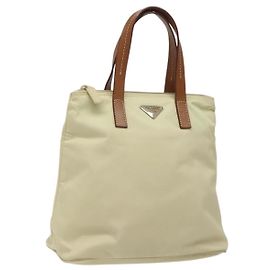 PRADA Sac à main en nylon blanc argent Auth hk2411