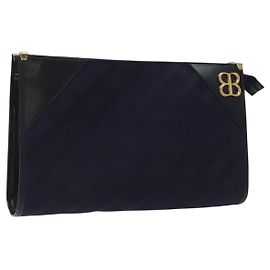 Borsa a mano BALENCIAGA in tela blu navy Auth bs23704