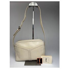 Borsa in pelle vintage Yves Saint Laurent 2 in 1 crema