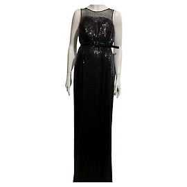 Autre Marque Monique Lhuillier Pailletten und Spitzenkleid Schwarz