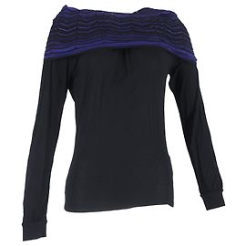 Camiseta de manga larga con detalle de cuello alto M Missoni en algodón negro