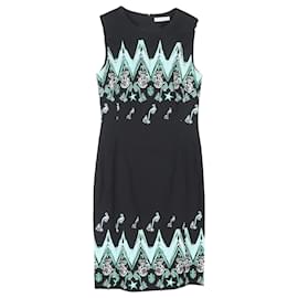 Vestido Mini Cady Impreso de la Colección Versace en Viscosa Negra