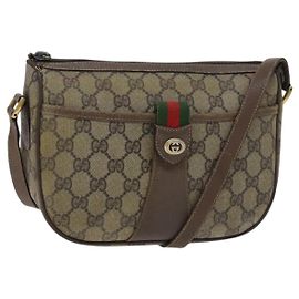 GUCCI GG Supreme Web Sherry Line Borsa PVC Beige Verde Rosso 89 02 032 Auth EC919