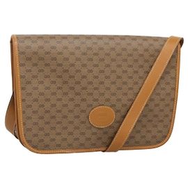 Gucci Borsa a spalla Micro GG Supreme in PVC marrone oro 001 116 0915 Auth BA991