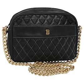 Sac à bandoulière BALLY en cuir noir et or Auth bs23848 - Bally