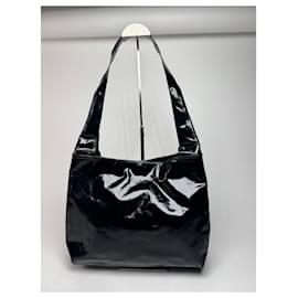 Borsa a spalla vintage in pelle verniciata Gucci Tom Ford nera