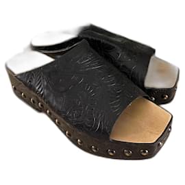 Sabot Robert Clergerie Mia Pelle Nera Legno
