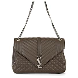 Borsa Saint Laurent in pelle di capra trapuntata marrone