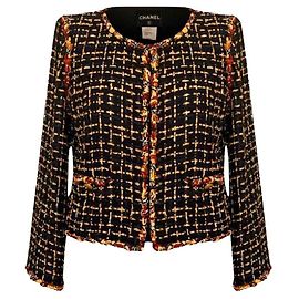 Chanel 14K$ Black Ribbon Tweed Jacket with Jewel Accents