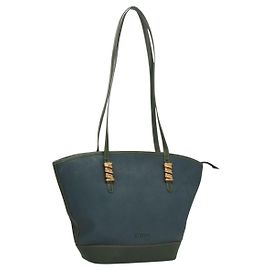 LOEWE Velazquez Borsa a Spalla Pelle Blu Oro Auth MY227