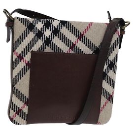 Borsa a spalla Burberry Nova Check in lana beige Auth EC948