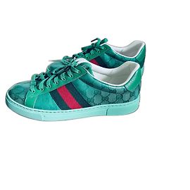 Sneakers Gucci Ace verde chiaro in vernice 43