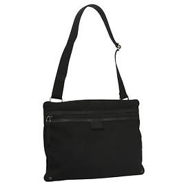 GUCCI Shoulder Bag Canvas Black Auth bs23933