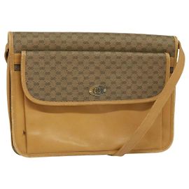 Gucci Borsa a spalla Micro GG Supreme in PVC pelle marrone oro Auth sw188