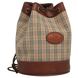 Autre Marque Borsa a spalla Burberrys Nova Check in tela beige Auth sw231