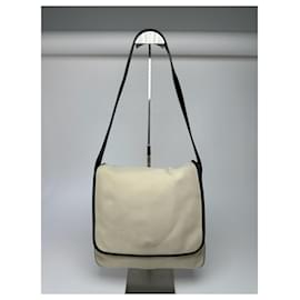 Borsa a spalla vintage Loewe in tela e pelle nera e bianca