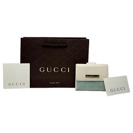 Portafoglio in pelle monogramma Gucci vintage bianco turchese