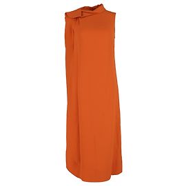 Valentino Garavani Vestido Midi Asimétrico Valentino en Seda Naranja
