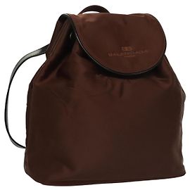 Mochila BALENCIAGA de nylon marrom Auth bs24055