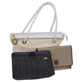 Céline Bolsa de Ombro CELINE Macadam Canvas C Sulky 3Set Bege Marinho Auth MY087