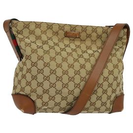 Borsa a Spalla GUCCI GG Canvas Web Sherry Line Beige Rosso Verde 337598 Auth ep8262