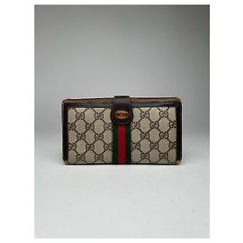 Vintage Gucci Ophida Leather Wallet Gray Brown