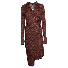 Vestido midi envolvente de seda impresa Aggy de Petar Petrov en marrón
