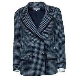 Claudie Pierlot Jacke im Hahnentritt-Muster in Blau