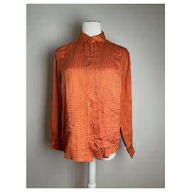 Camisa de cuadros vintage Dior naranja y negra