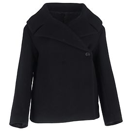 Chaqueta envolvente de fieltro Totême Blend en lana negra