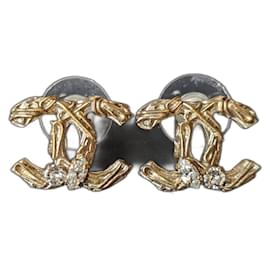 CC B14K Logo Ohrringe GHW, Kristallohrringe, Box, Quittung, Box - Chanel