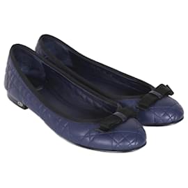Ballerine Dior in pelle cannage blu navy 40.5