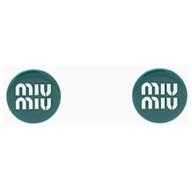 Orecchini Miu Miu clip-on verde e bianco in plastica