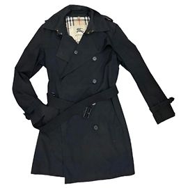 Gabardina Burberry negra de algodón talla 38