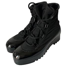 Botas Desert Chanel de lona y PVC negro Talla 40